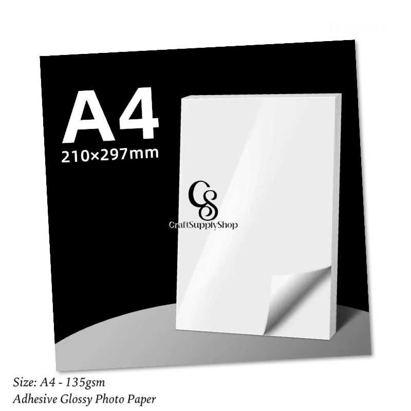 CraftSupplyshop 135gsm Adhesive gloss A4 20 sheets Photo Sticher paper (4) Premium 135g A4 Inkjet Glossy Self Adhesive Sticker Photo Paper, Self-Adhesive High Glossy Inkjet Sticker Photo Paper A4 (210x297mm)