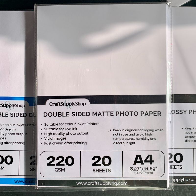 CraftSupplyshop Double Sided Matte Coated 220gsm A4 20 sheets Photo paper Double-Sided High Matte Photo Paper, 220 gsm, 20 Sheets – Inkjet Compatible – Perfect for DIY Cake Toppers, Idol Cards & More