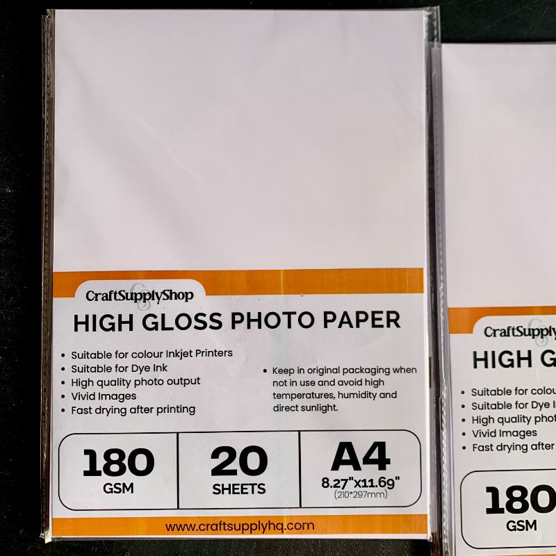 Single-Sided High Gloss Photo Paper, 48lb(180 gsm), 20 Sheets – Inkjet Compatible – Perfect for DIY Cake Toppers, Idol Cards & More