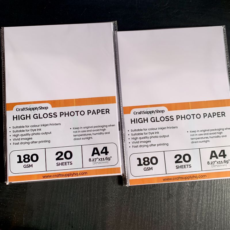Single-Sided High Gloss Photo Paper, 48lb(180 gsm), 20 Sheets – Inkjet Compatible – Perfect for DIY Cake Toppers, Idol Cards & More