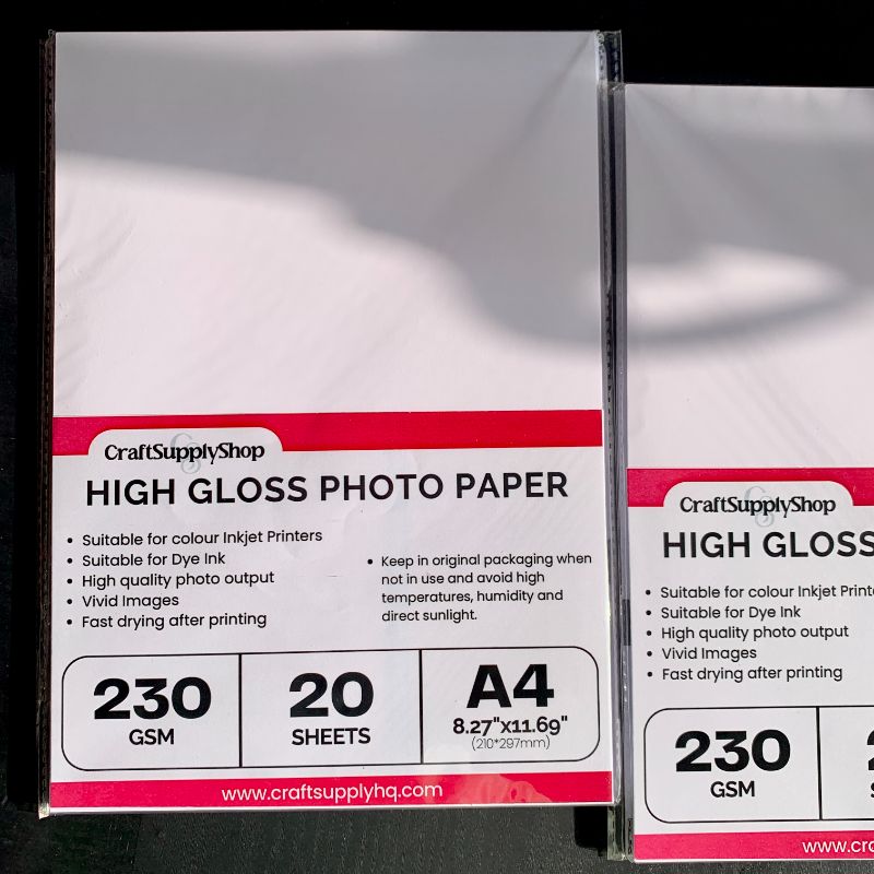 Single-Sided High Gloss Photo Paper, 48lb(180 gsm), 20 Sheets – Inkjet Compatible – Perfect for DIY Cake Toppers, Idol Cards & More