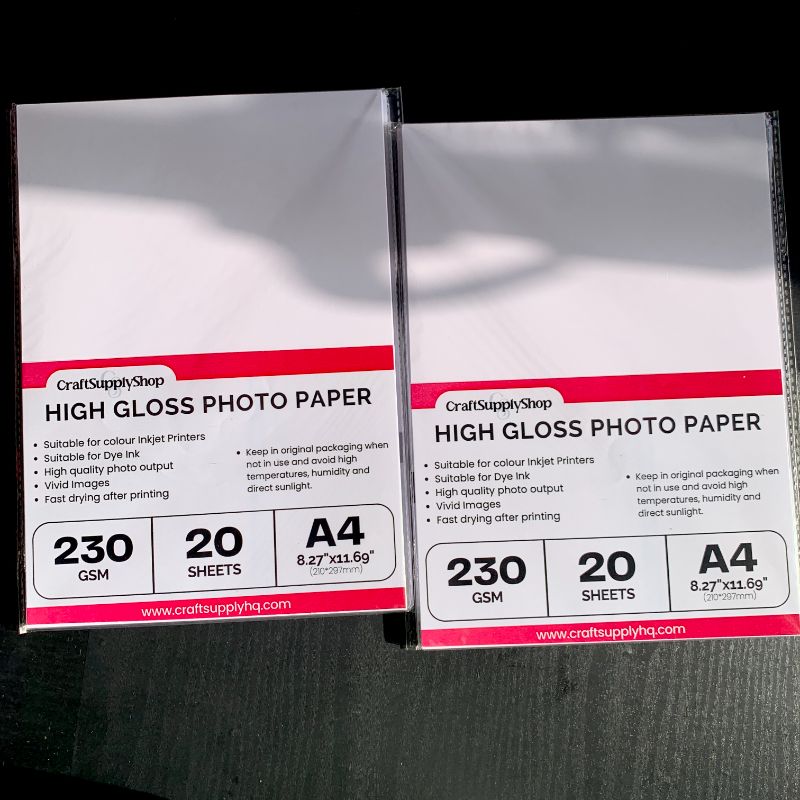 Single-Sided High Gloss Photo Paper, 48lb(180 gsm), 20 Sheets – Inkjet Compatible – Perfect for DIY Cake Toppers, Idol Cards & More