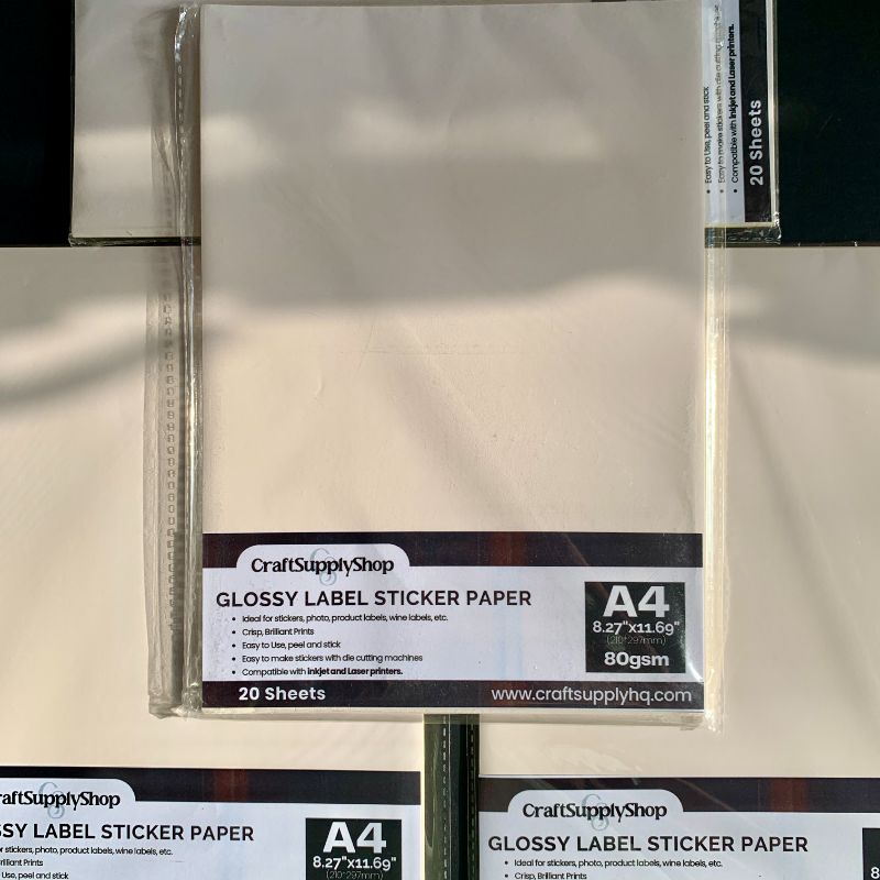 Self Adhesive Glossy Sticker Photo Paper For Inkjet Printer 120 GSM, Waterproof coated, Dries Quickly, For Multipurpose Use, Stickers Printing (A4 Size)