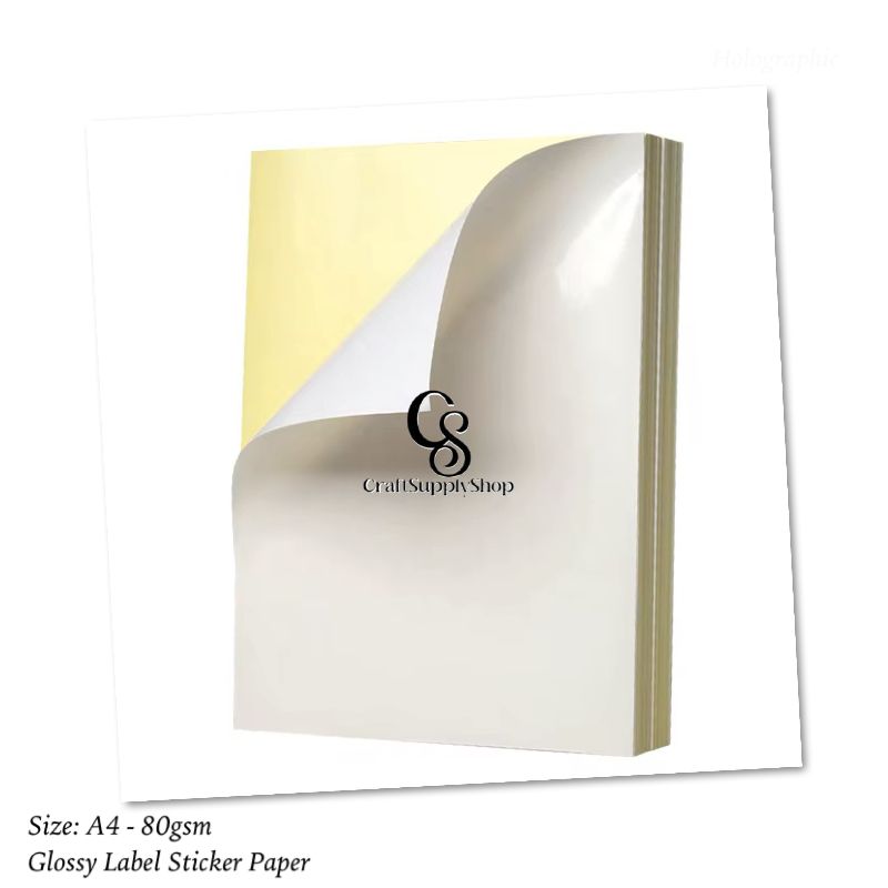 Self Adhesive Glossy Sticker Photo Paper For Inkjet Printer 120 GSM, Waterproof coated, Dries Quickly, For Multipurpose Use, Stickers Printing (A4 Size)