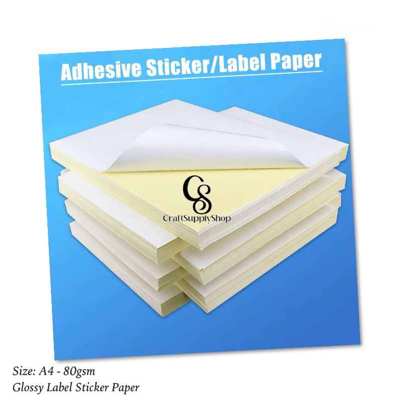 Self Adhesive Glossy Sticker Photo Paper For Inkjet Printer 120 GSM, Waterproof coated, Dries Quickly, For Multipurpose Use, Stickers Printing (A4 Size)