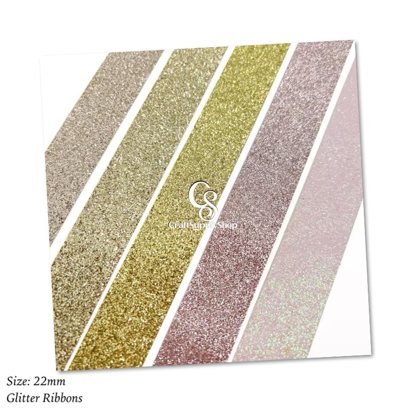 Craftsupplyshop Christmas Sparkle Craft Gift Printed Glitter Satin Ribbon for Party Decor