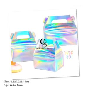 iridescent silver holographic party favor treat boxes