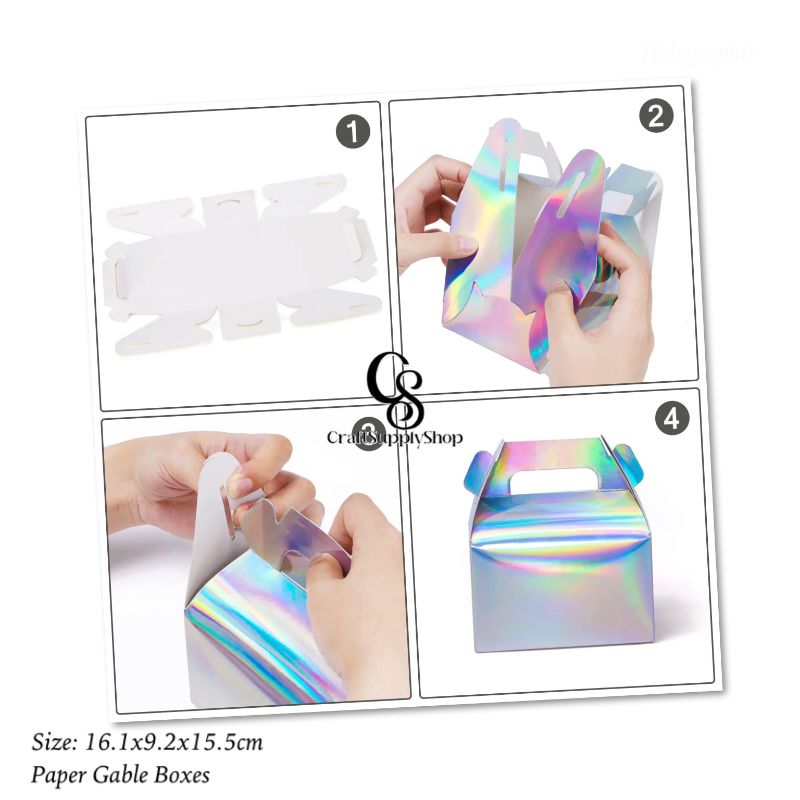 iridescent silver holographic party favor treat boxes