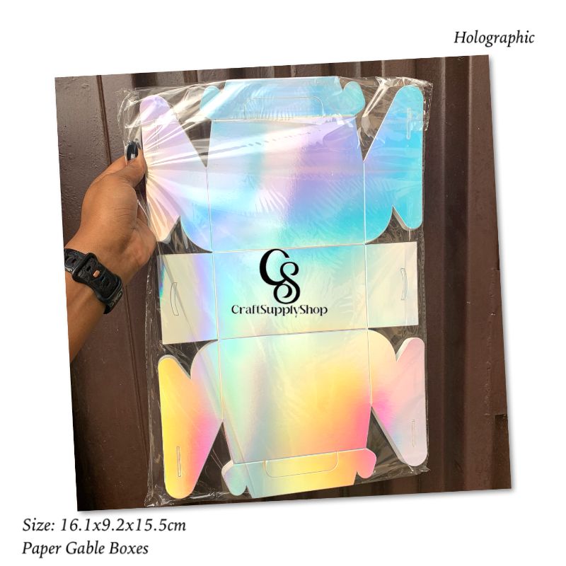 iridescent silver holographic party favor treat boxes