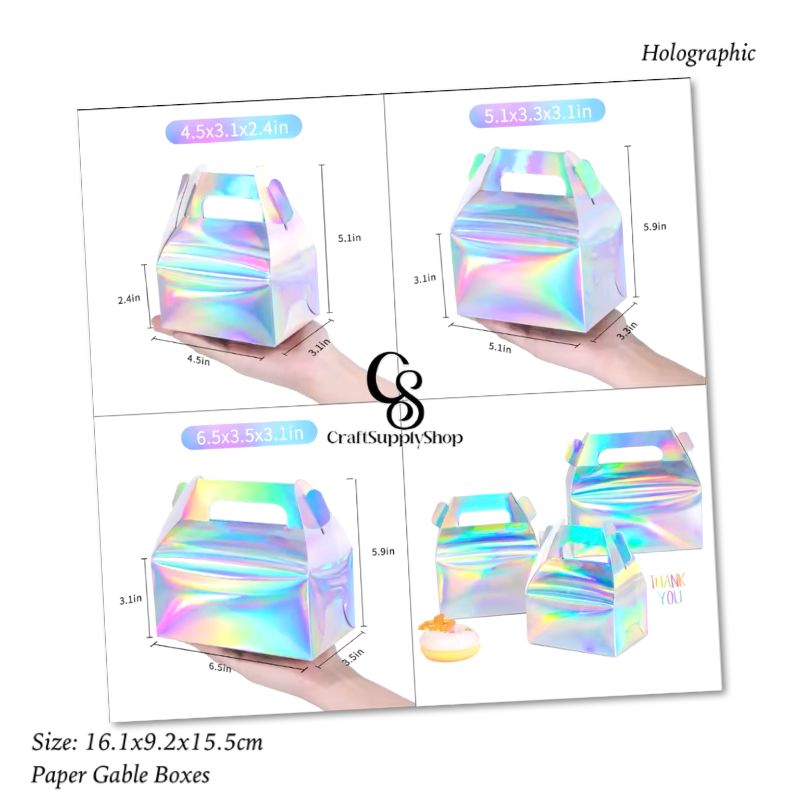 iridescent silver holographic party favor treat boxes