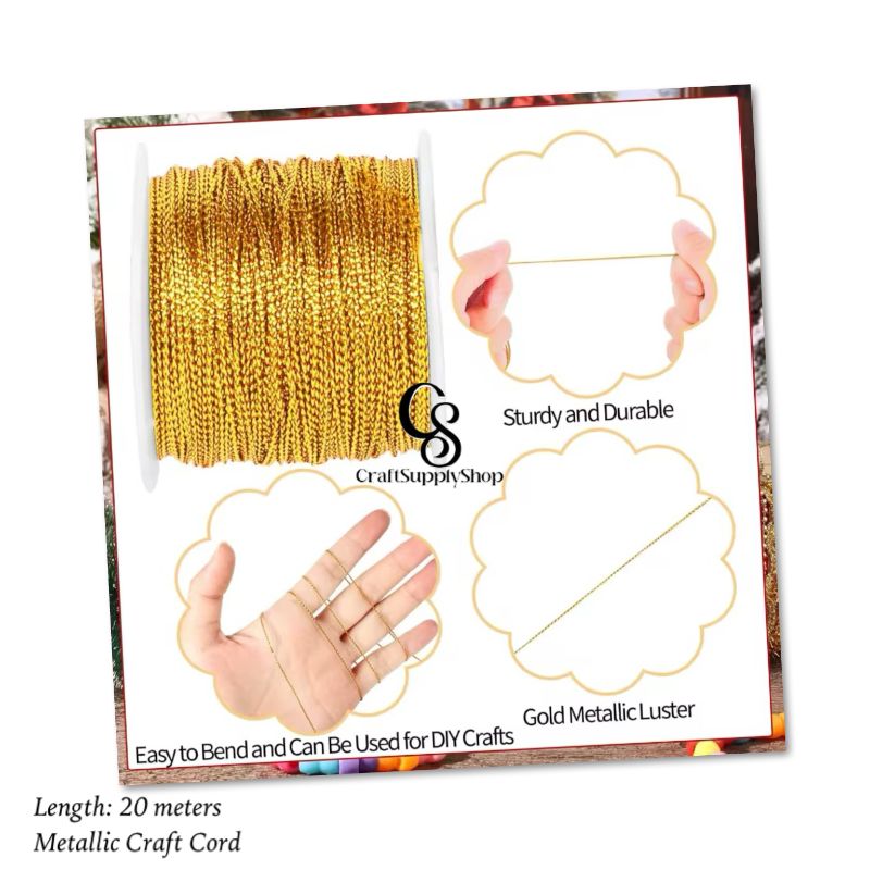 Metallic 1mm Gold and Sliver Thread String,Thread Craft Making String Cord for Jewelry Making Gift Wrapping (8) Strands Gold Silver Thread Polyester Thread String Rope Wrapping Bead Wires for Jewelry Necklace Bracelet Ring