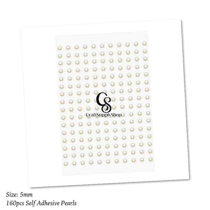 Pearl Stickers 3mm4mm5mm6mm 8mm DIY Decorative Stickers Four-Size Pearl Eye Makeup Stage Outfit Eye Corner Rhinestone Eyebrow Decoration (1) 5mm 160pcs Half ball pearl stickers