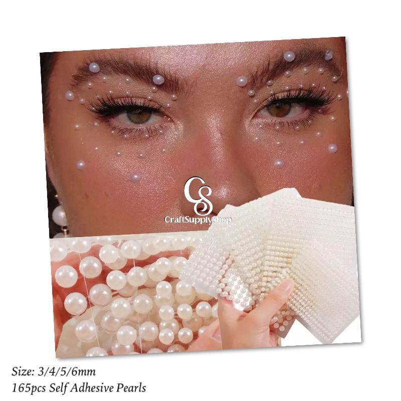 Pearl Stickers 3mm4mm5mm6mm 8mm DIY Decorative Stickers Four-Size Pearl Eye Makeup Stage Outfit Eye Corner Rhinestone Eyebrow Decoration (4) pearl stickers 3mm 4mm 5mm 6mm Size, 4 size pearl self adhesive sticker sheets