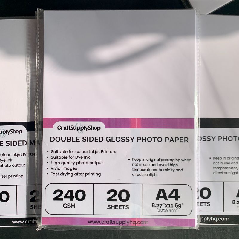 Double-Sided High Gloss Photo Paper, 48lb(200 gsm, 240gsm, 300gsm), 20 Sheets – Inkjet Compatible – Perfect for DIY Cake Toppers, Idol Cards & More
