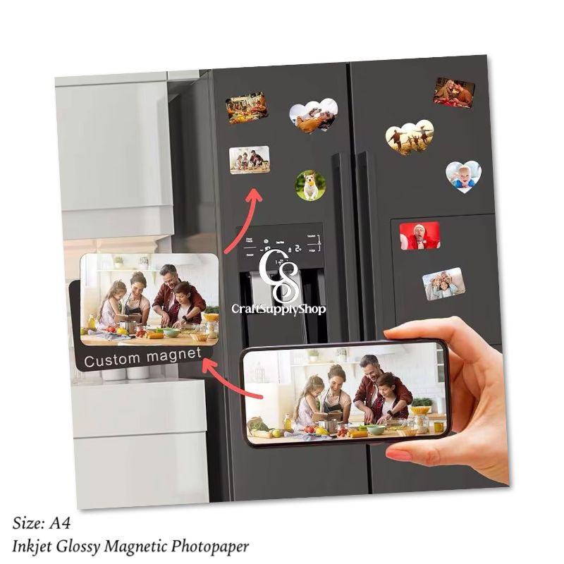 A4 Glossy Inkjet Magnetic Photo Paper, Vibrant Glossy &, Inkjet Printer Compatible, Flexible Magnetic Sticker Paper, Thick 680gsm Blank Sheets for DIY Photos (2) Fridge Rubber Magnet Paper 680gsm Glossy Flexible Magnetic Photo Paper