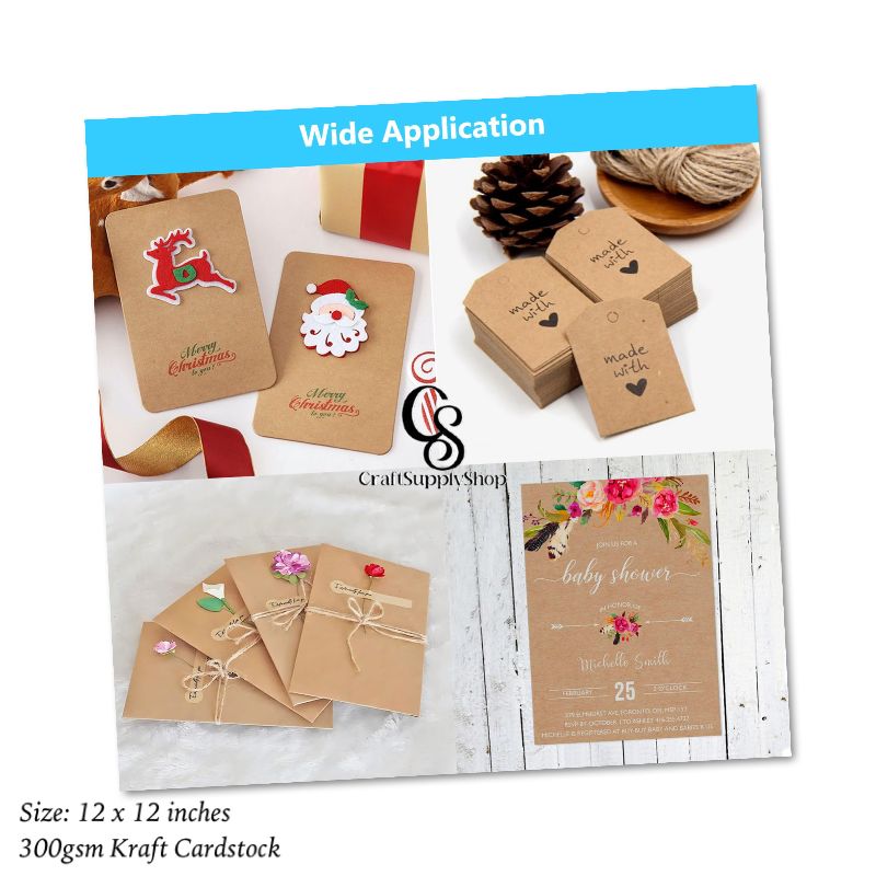 Brown Kraft Cardstock 12" x 12" Card Stock 300gsm Thick Construction Paper for Cricut, Scrapbook, Crafts, Card Making
