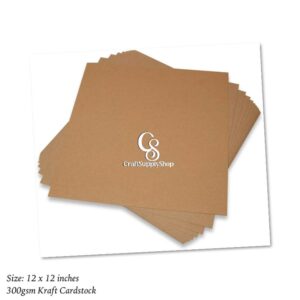 Brown Kraft Cardstock 12" x 12" Card Stock 300gsm Thick Construction Paper for Cricut, Scrapbook, Crafts, Card Making
