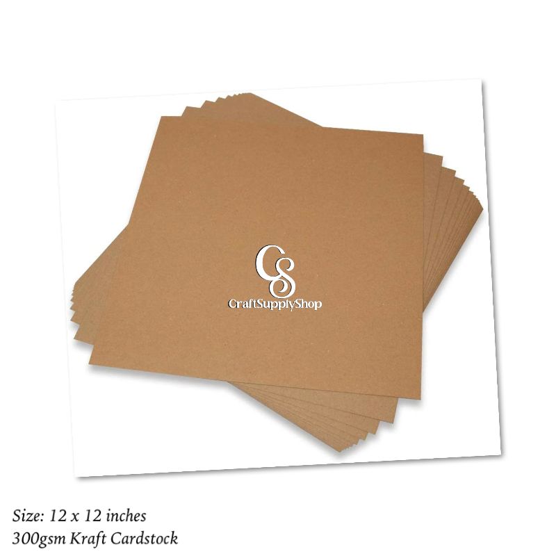 Brown Kraft Cardstock 12" x 12" Card Stock 300gsm Thick Construction Paper for Cricut, Scrapbook, Crafts, Card Making