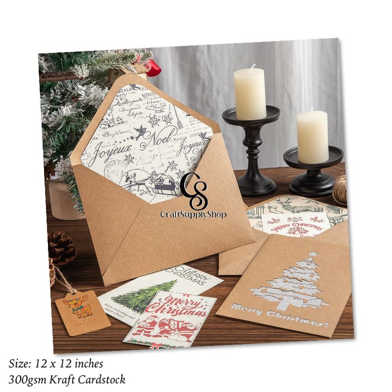 Brown Kraft Cardstock 12" x 12" Card Stock 300gsm Thick Construction Paper for Cricut, Scrapbook, Crafts, Card Making