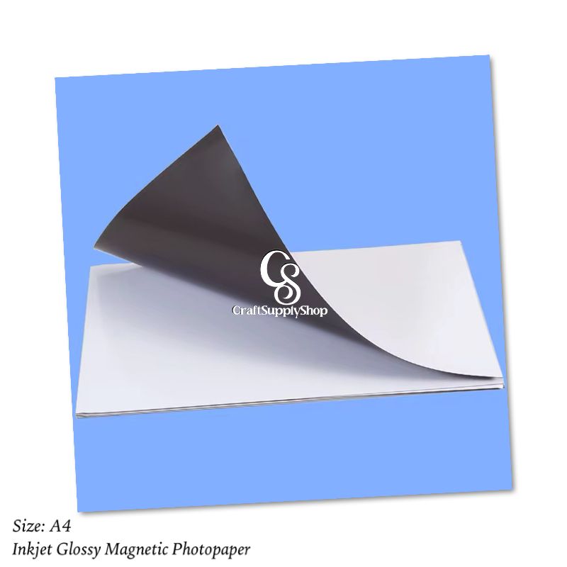 A4 Glossy Inkjet Magnetic Photo Paper, Vibrant Glossy &, Inkjet Printer Compatible, Flexible Magnetic Sticker Paper, Thick 680gsm Blank Sheets for DIY Photos (4)