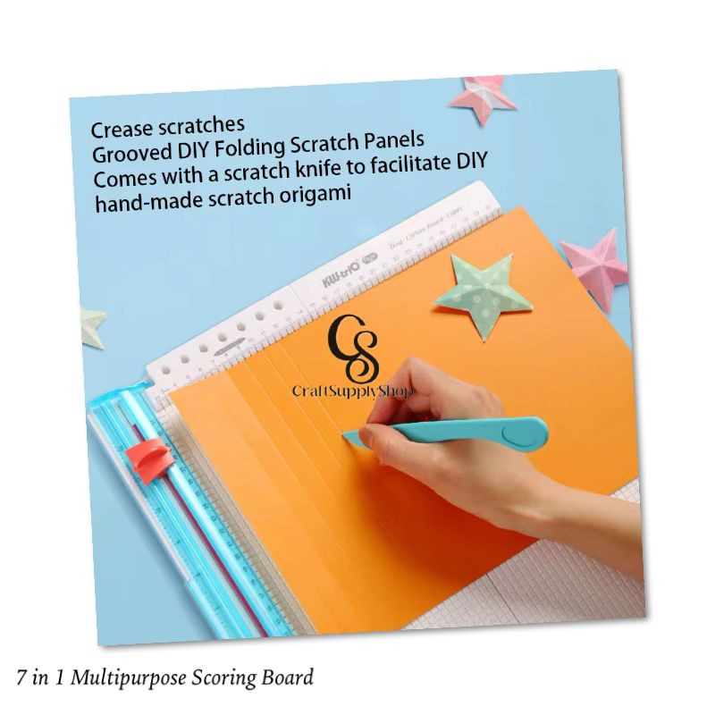 7 in 1 Scoring board Seven-In-One Multifunctional Paper Cutter, Featuring Straight Lines, Rounded Corners, a Scoring Board, And Suitable for Crafts