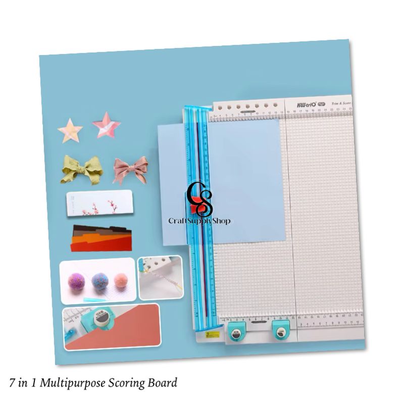 7 in 1 Scoring board Seven-In-One Multifunctional Paper Cutter, Featuring Straight Lines, Rounded Corners, a Scoring Board, And Suitable for Crafts