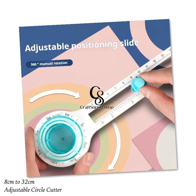 Mini Adjustable Circle Cutter for Paper, Scrapbook & Journal, Compass Style Circular Craft Cutting Tool with Positioning Slide