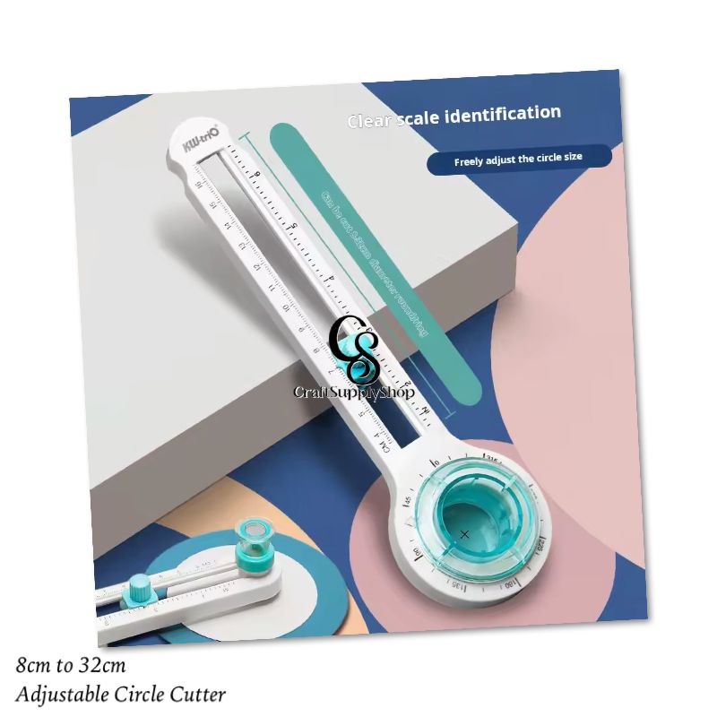 Mini Adjustable Circle Cutter for Paper, Scrapbook & Journal, Compass Style Circular Craft Cutting Tool with Positioning Slide