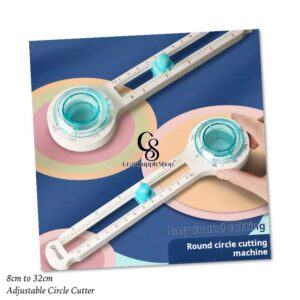 Mini Adjustable Circle Cutter for Paper, Scrapbook & Journal, Compass Style Circular Craft Cutting Tool with Positioning Slide, 2cm to 20cm Round Paper Cutting Knife, Adjustable Cutting Knife (Diameter 8-32 Cm), Plastic Rotary Paper Cutter, Suitable for Cardstock, Paper, Photos, Craft Paper, And Labels
