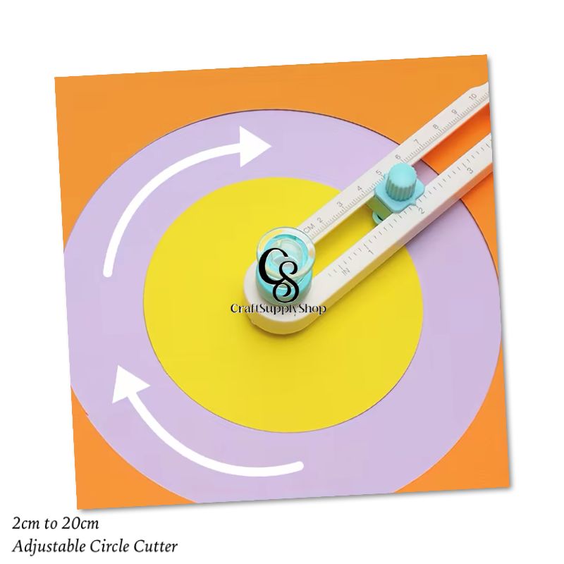 2cm to 20cm Round Paper Cutting Knife, Adjustable Cutting Knife (Diameter 8-32 Cm), Plastic Rotary Paper Cutter, Suitable for Cardstock, Paper, Photos, Craft Paper, And Labels