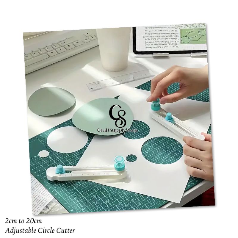 2cm to 20cm Round Paper Cutting Knife, Adjustable Cutting Knife (Diameter 8-32 Cm), Plastic Rotary Paper Cutter, Suitable for Cardstock, Paper, Photos, Craft Paper, And Labels
