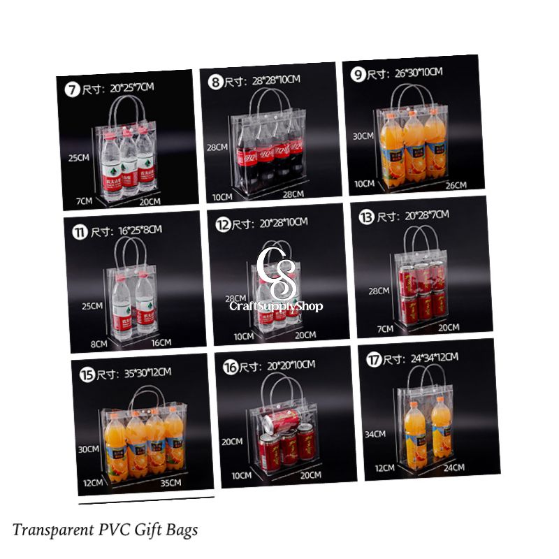 Gift for Her/Him 64 Transparent Gift Bags with Handles, Measuring 20*20*8Cm, Made of Plastic, Reusable Clear PVC Bags for Holiday Party Gifts