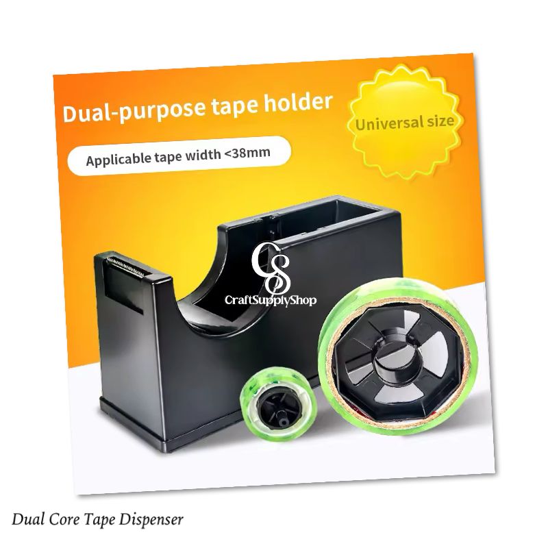 Heavy Duty Tape dispenser with Non-Slip Base - Commercial/Office/Home, Sharp Blades for & Tape, Sturdy Construction, - Ideal for Packaging, Office, Home - Office Essentials, Supplies, Ergonomic Handle, Sleek