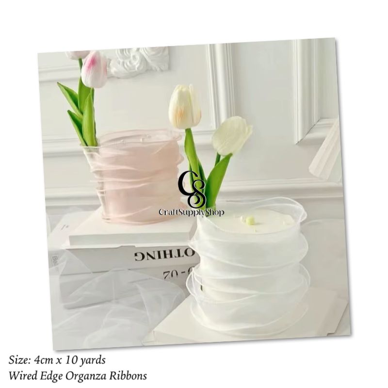 4 CM Organza Ribbon Wavy Edge Ribbon for Flower Bouquet Gifts Packaging Wedding Party Decorations Bow Wreath DIY Craft