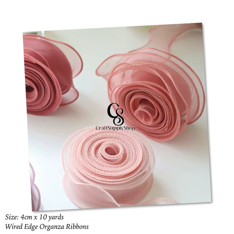 4 CM Organza Ribbon Wavy Edge Ribbon for Flower Bouquet Gifts Packaging Wedding Party Decorations Bow Wreath DIY Craft