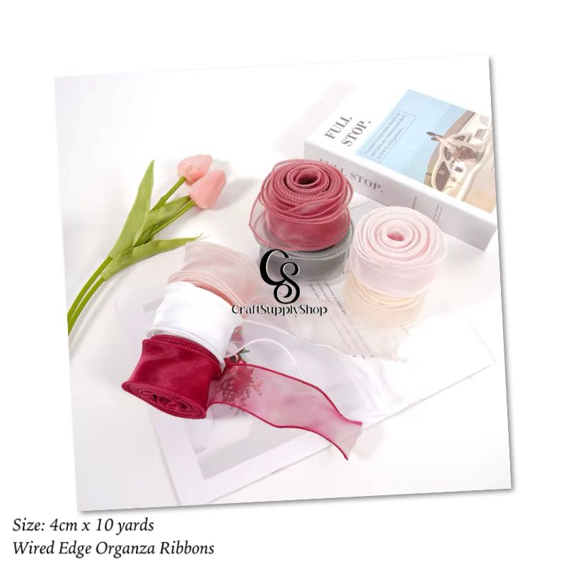 4 CM Organza Ribbon Wavy Edge Ribbon for Flower Bouquet Gifts Packaging Wedding Party Decorations Bow Wreath DIY Craft