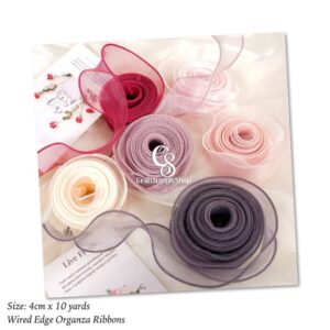 4 CM Organza Ribbon Wavy Edge Ribbon for Flower Bouquet Gifts Packaging Wedding Party Decorations Bow Wreath DIY Craft