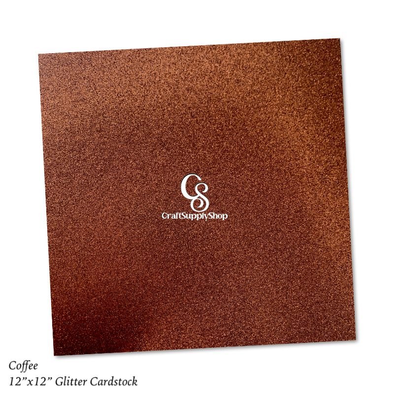 12x12 inches Coffee Brown Heavyweight Glitter Cardstock Sheets & Plain Backing Suitable for Bullet Journaling, Collage Art, Greeting Cards, Cardstock for Crafts