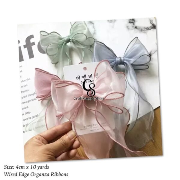 Hot 4cm x 10 yards Organza Ribbon Wavy Edge Ribbons for Flower Bouquet Gifts Packaging Wedding Party Decorations Bow Wreath DIY Craft