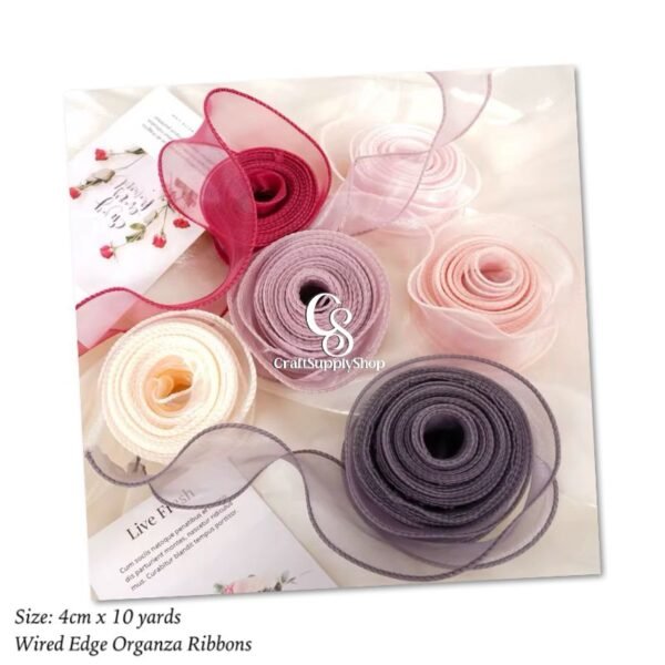 Hot 4cm x 10 yards Organza Ribbon Wavy Edge Ribbons for Flower Bouquet Gifts Packaging Wedding Party Decorations Bow Wreath DIY Craft